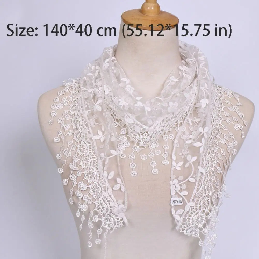 Floral Lace Triangle Scarf – Embroidered Veil Headband for Women Lace Head Scarf Axl