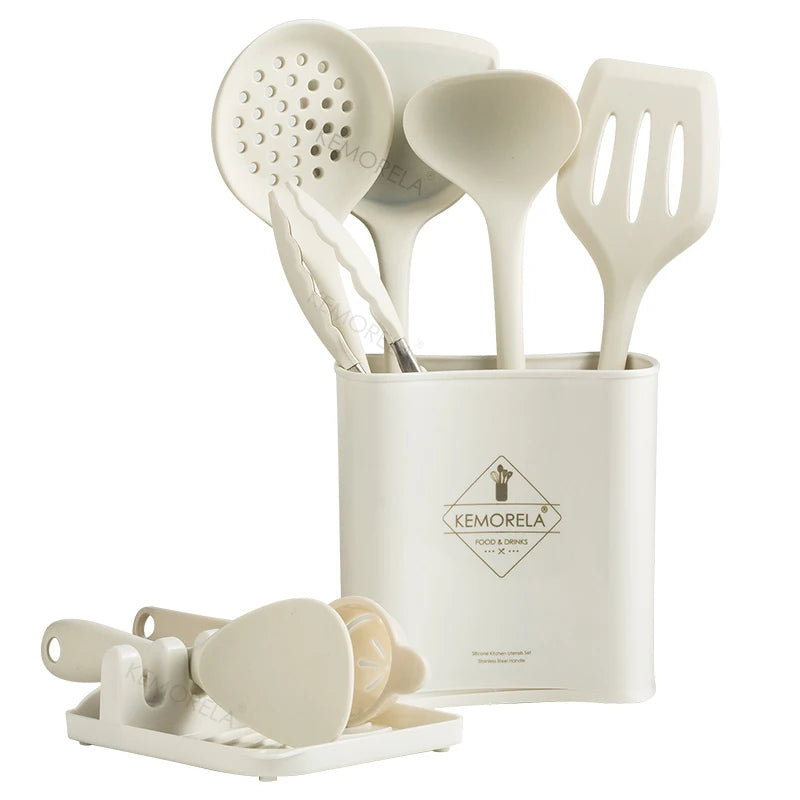 KEMORELA 9-Piece Silicone Kitchen Utensil Set | Non-Stick Silicone Utensil Set Axl