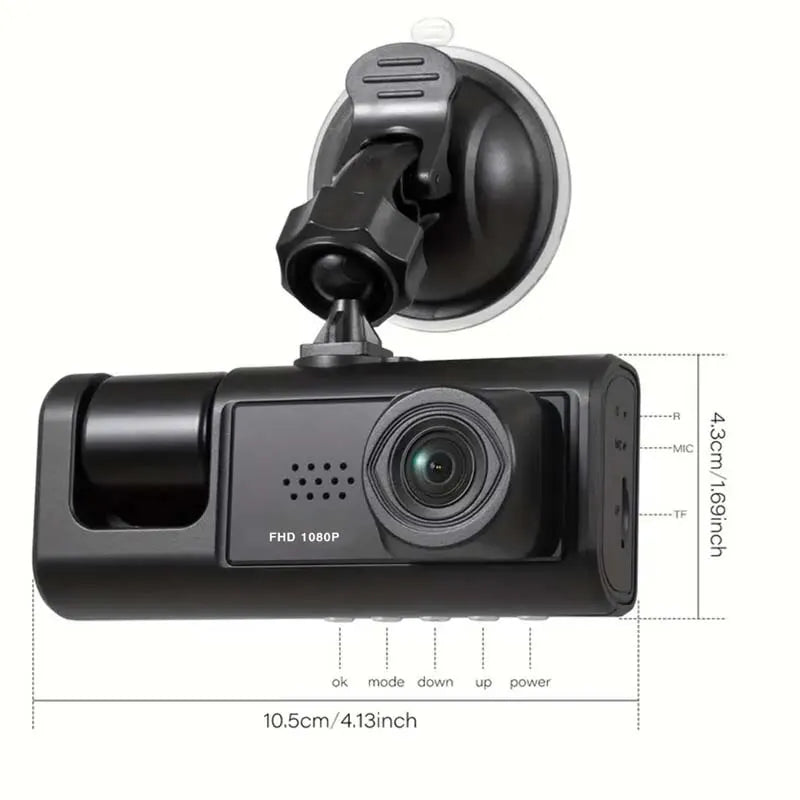 3-Camera Dash Cam 1080P IR Night Vision Loop Recording DVR Car Dash Cam Axl