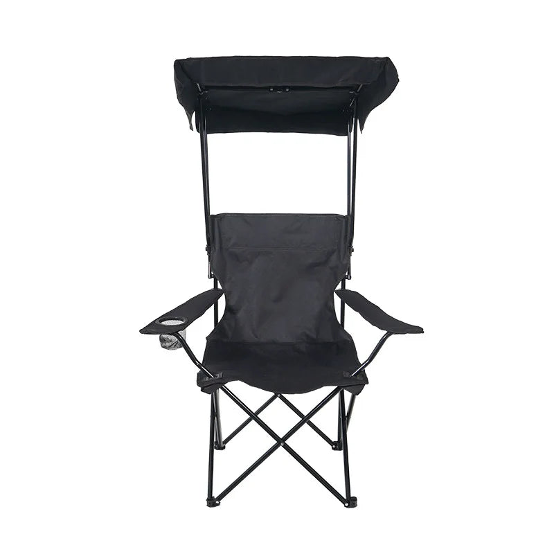 Folding Fishing Chair with Sunshade Canopy & Armrests Folding Camping Chair Axl black