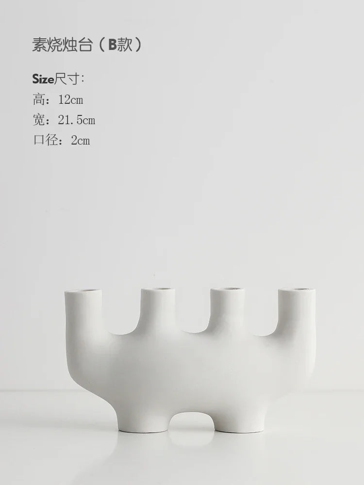 Nordic Ceramic Candle Holder – White Minimalist Candlestick Ceramic Candle Holder Axl B