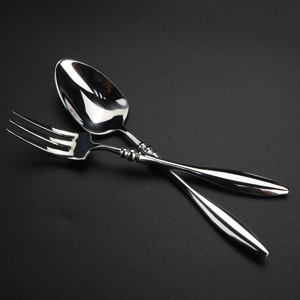 304 Stainless Steel Flatware Set – Mirror Finish Willow Leaf Handle Flatware Set Axl
