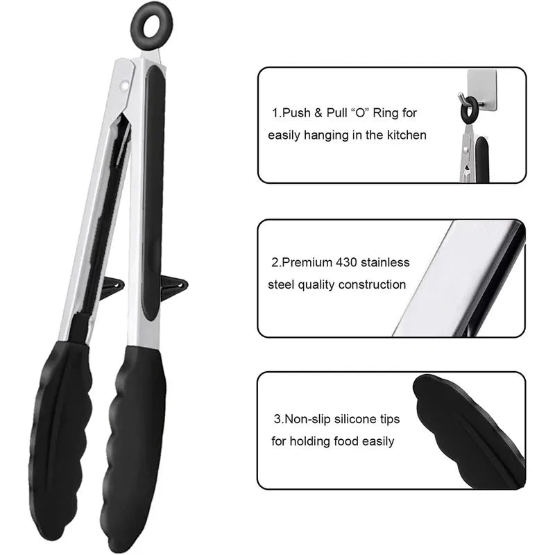 Silicone Kitchen Tongs – Non-Stick BBQ, Salad & Pasta Tongs Silicone Kitchen Tongs Axl