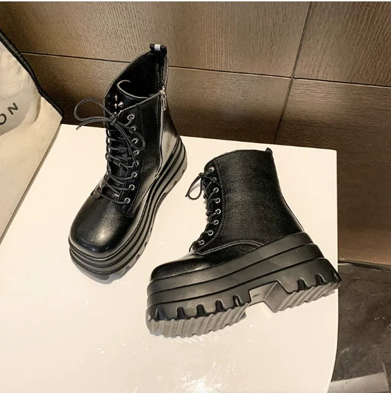 Women's Punk Gothic Platform Ankle Boots – Side Zip, Thick Sole Women's Ankle Boots Axl black 42