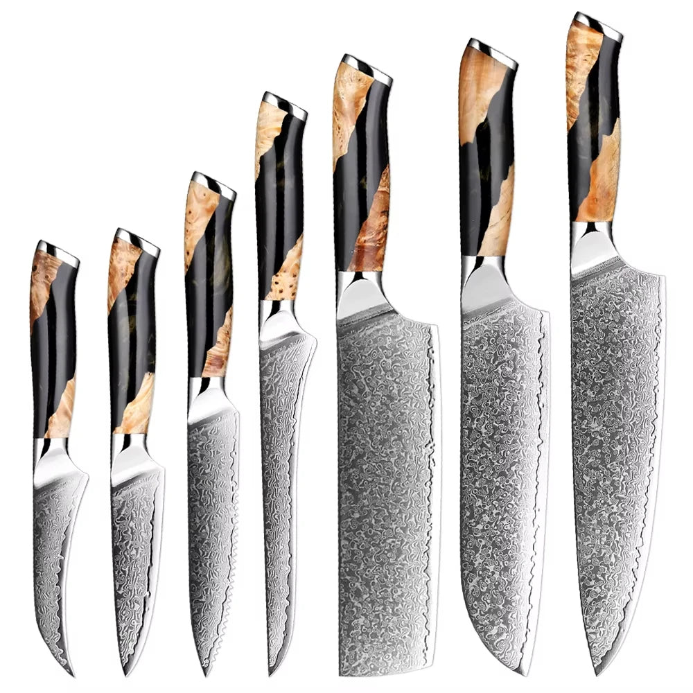 XITUO 7-Piece Damascus Steel Kitchen Knife Set | Ultra Sharp Kitchen Knife Set Axl 7PCS Knife
