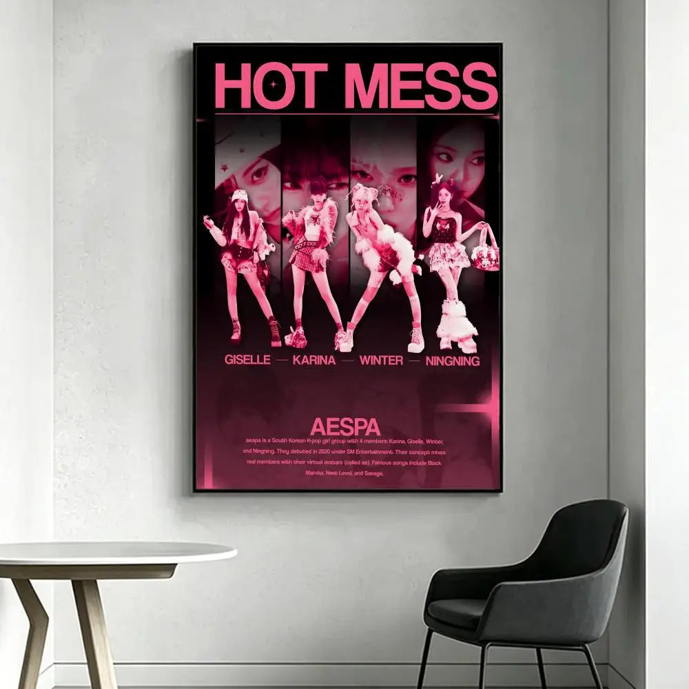 Aespa Kpop Girl Group HD Poster – Waterproof Wall Decor Wall Art Poster Axl White6 30X40cmNoframe