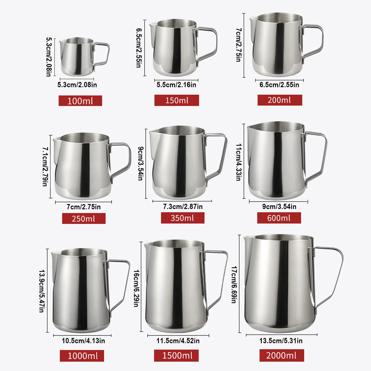 Leeseph Stainless Steel Milk Frothing Pitcher | Latte Art Jug Milk Frothing Pitcher Axl