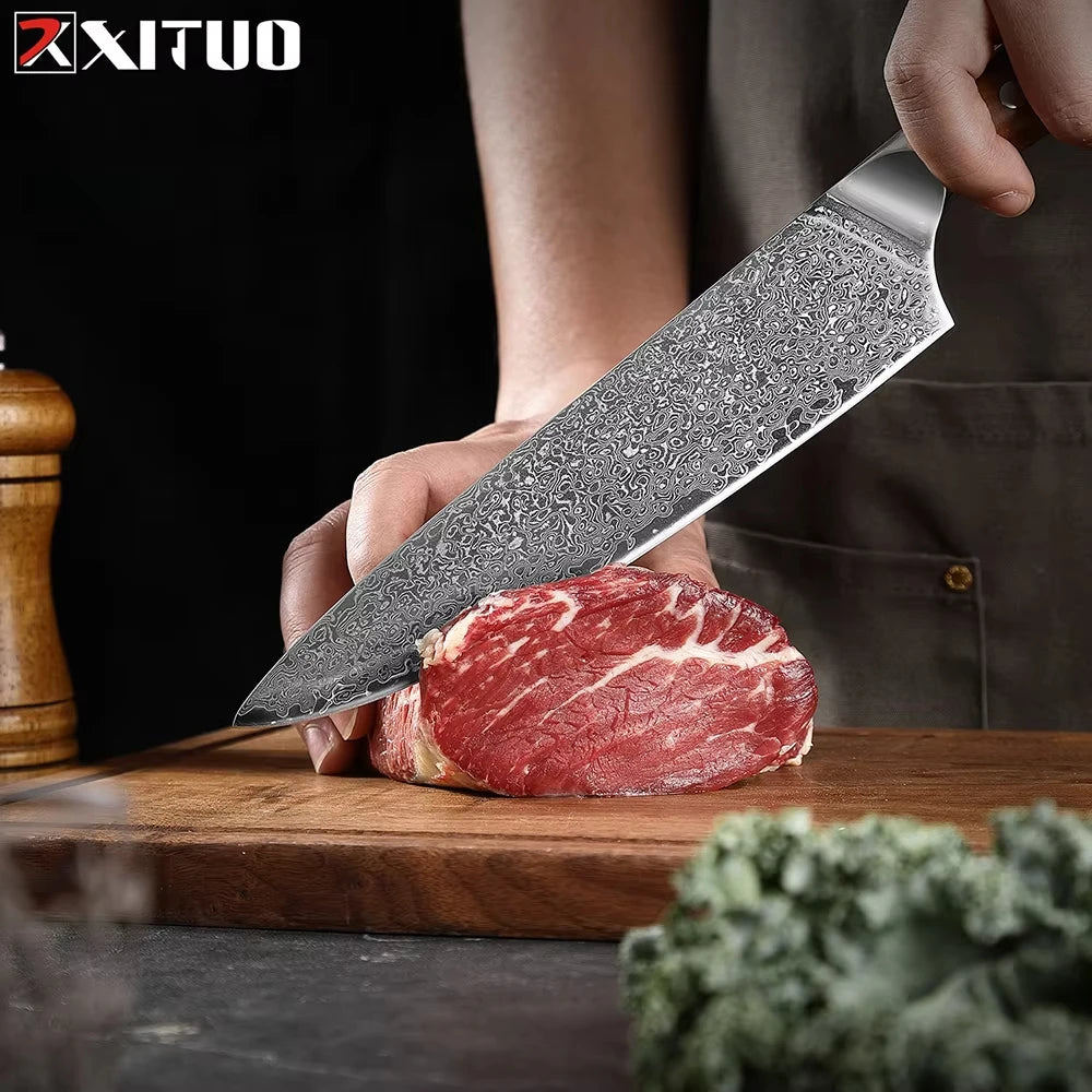 XITUO Damascus Steel Knife Set | Japanese VG10 1–8 PCS Damascus Kitchen Knife Set Axl