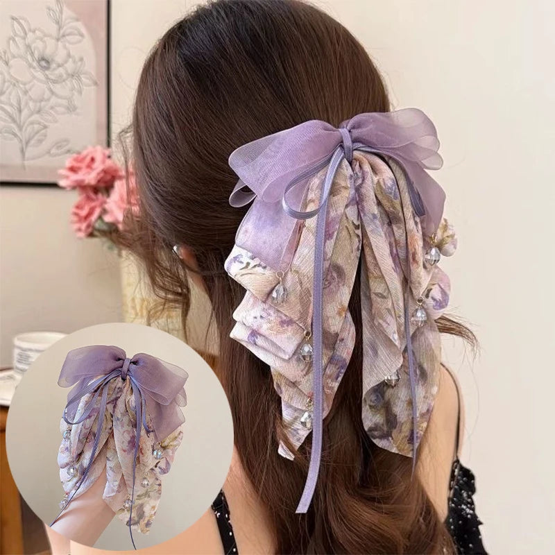 Floral Bow Bead Shark Clip – French Elegant Hair Claw Hair Claw Clip Axl
