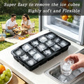 KEMORELA 15-Grid Silicone Ice Cube Tray – Large Bar Ice Mold Silicone Ice Cube Tray Axl Black