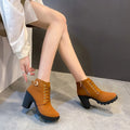 VKJF Women's Lace-Up Ankle Boots – Square Heel & Buckle Women's Ankle Boots Axl 39 Brown