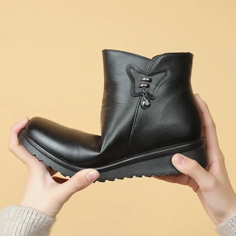 Women's Winter Plush Ankle Boots – Warm Zip Booties Winter Ankle Boots Axl