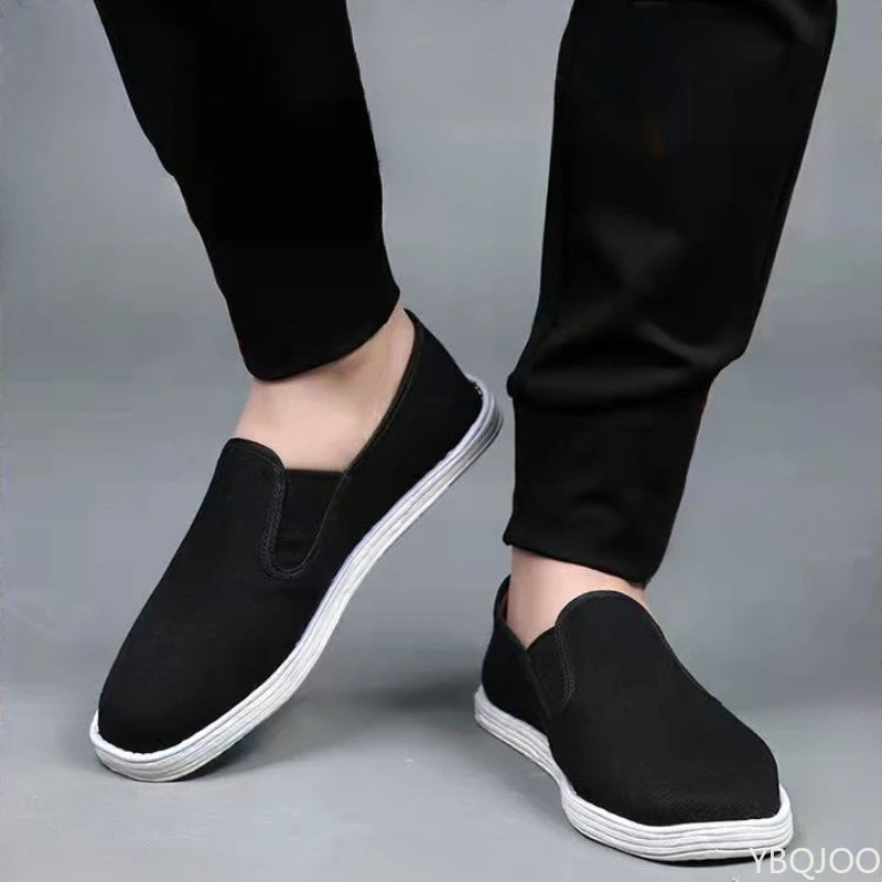 Men's Handmade Canvas Slip-On Shoes – Lightweight Breathable Flats Canvas Slip-On Shoes Axl