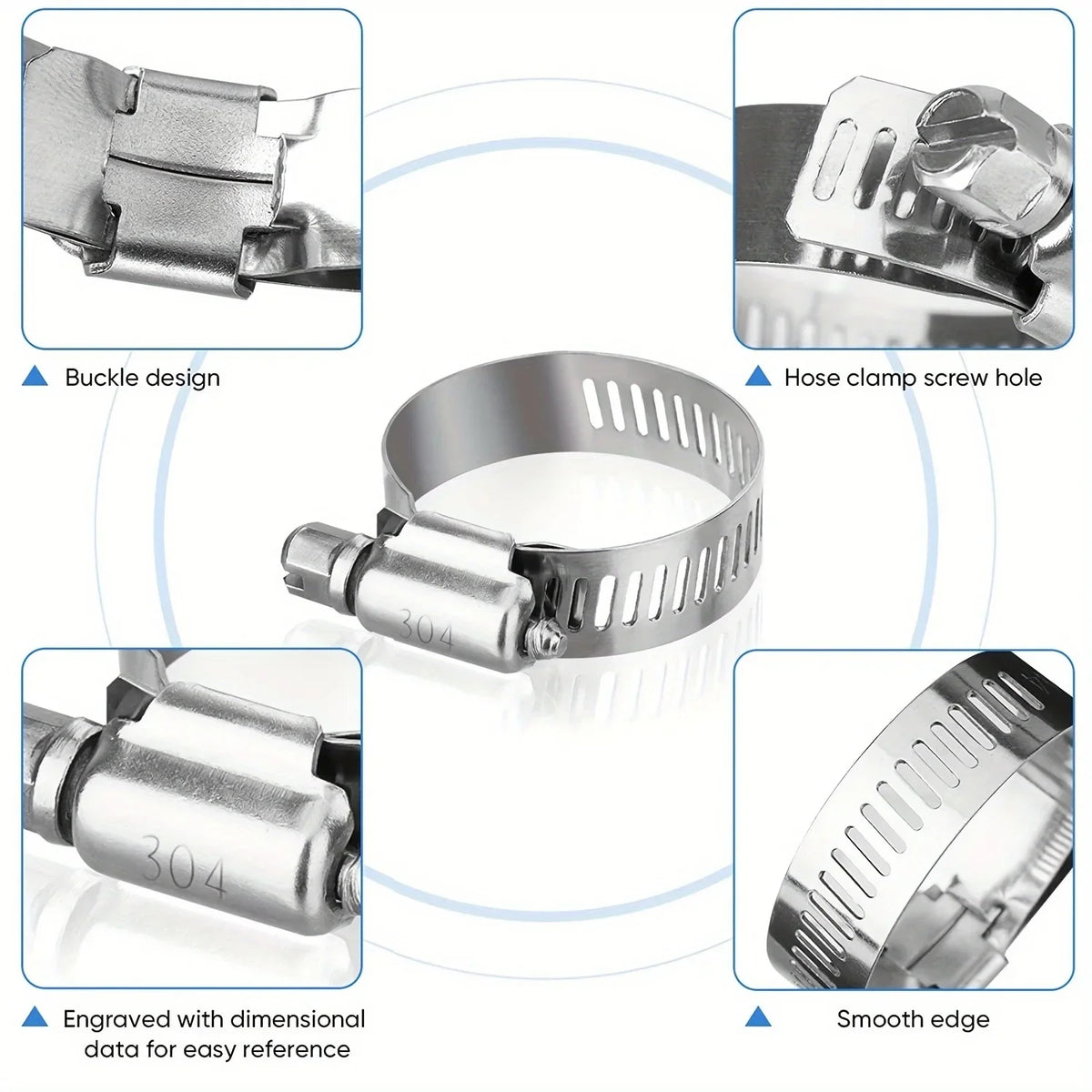 40-Pc Stainless Steel Worm Gear Hose Clamp Set 1/4"–1-1/8" Hose Clamp Set Axl