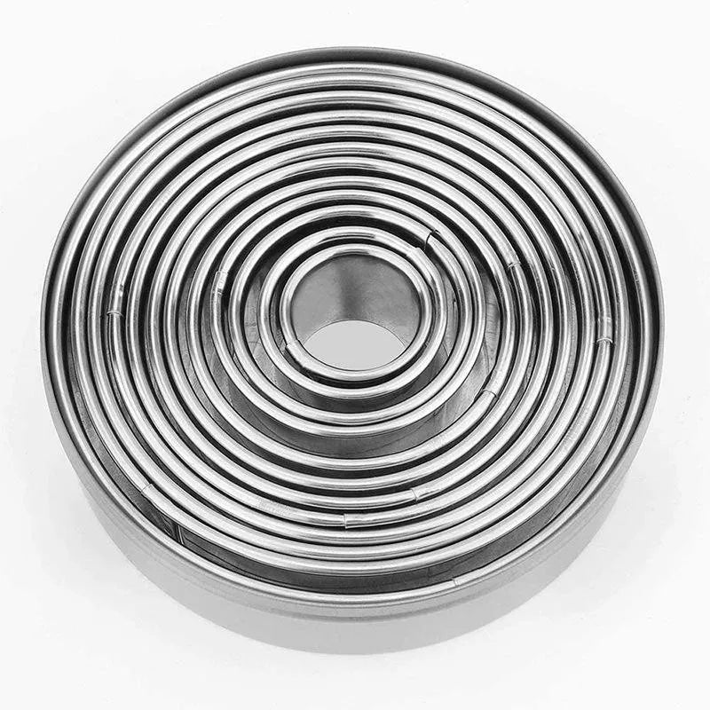 Stainless Steel Round Cookie Cutter Set – 11/12 Pc Baking Molds Cookie Cutter Set Axl