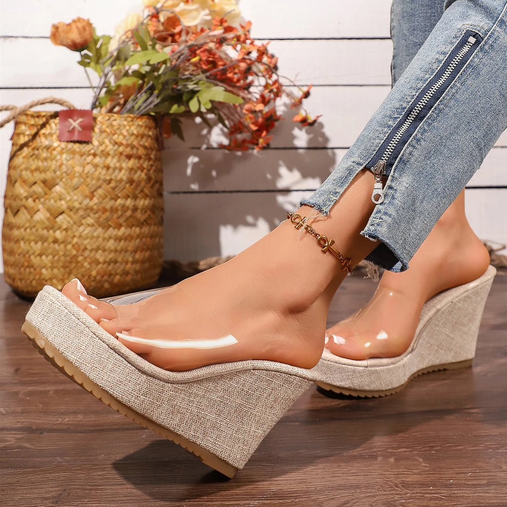Women's Transparent Wedge Platform Sandals – Open Toe Slippers Wedge Platform Sandals Axl