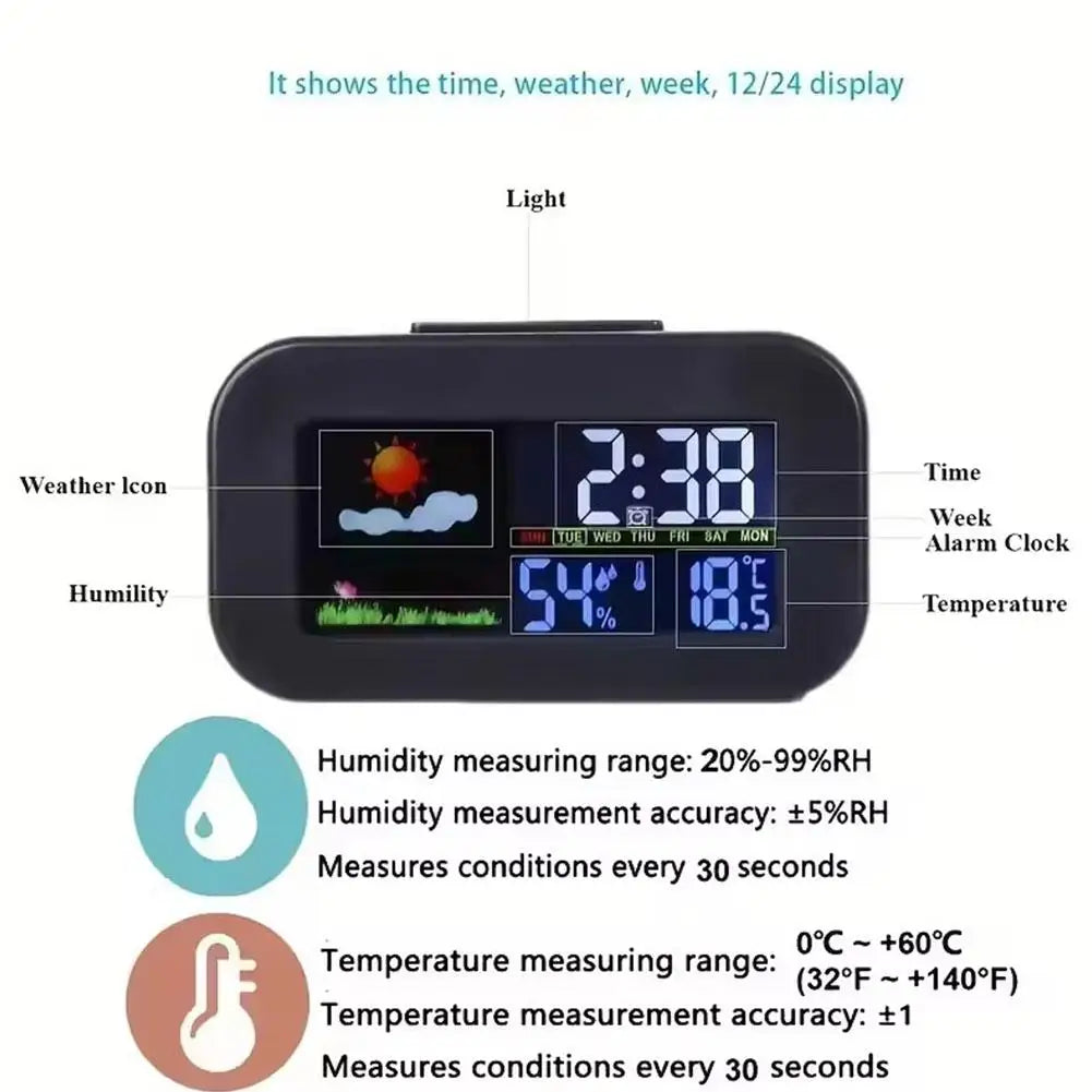Weather Station Clock – Color Display Temp & Humidity Monitor Weather Station Clock Axl