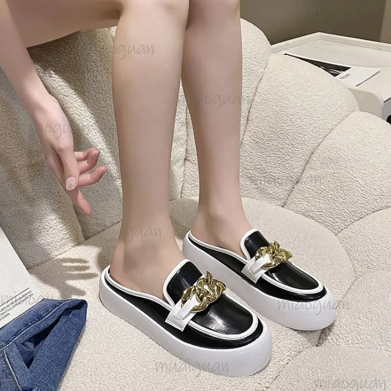 Women's 4CM Platform Chain Slides – Non-Slip Fashion Slippers Platform Slippers Axl
