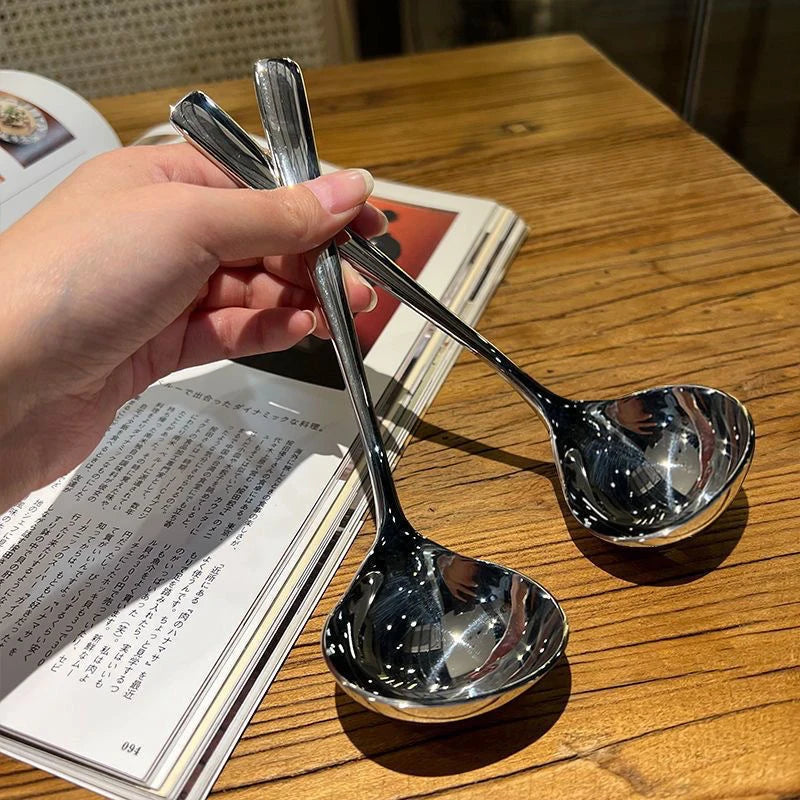 Korean Stainless Steel Soup Spoon – Long Handle Hotpot Spoon Kitchen Soup Spoon Axl