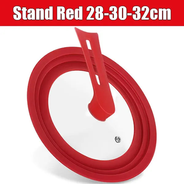 Silicone Universal Pan Lid – Tempered Glass Cookware Cover Cookware Lid Axl Stand Red 28-30-32cm