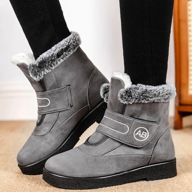 HAJINK Women's Plush Snow Ankle Boots – Low Heel Winter Booties Women's Snow Boots Axl