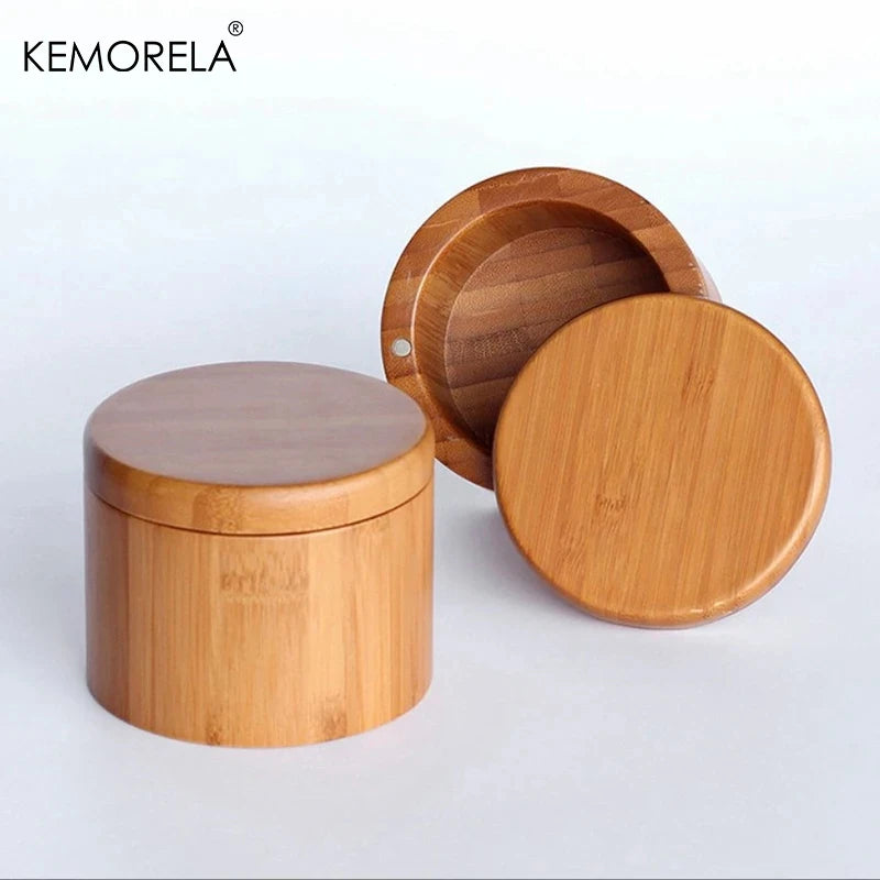 Bamboo Salt Box with Magnetic Swivel Lid | Kitchen Spice Storage Kitchen Spice Container Axl