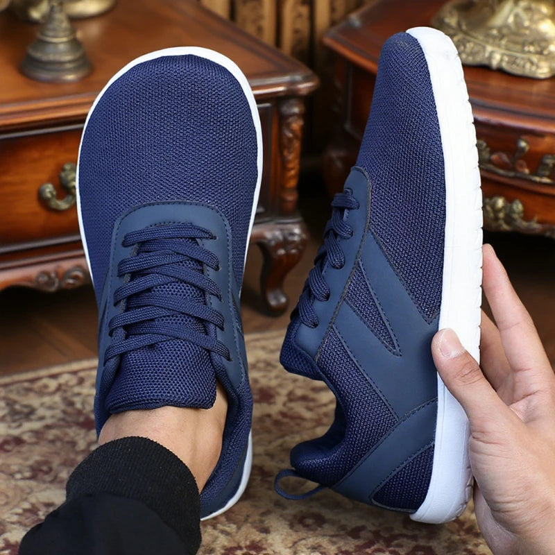 ZULIWAGN Wide Toe Barefoot Sneakers – Lightweight Mesh Shoes Barefoot Sneakers Axl Navy Blue 45