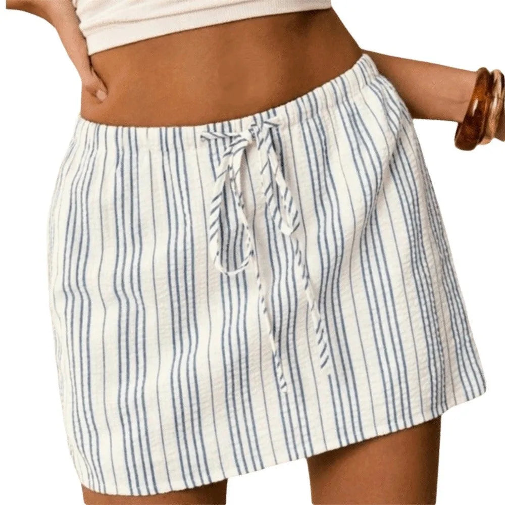 Women's Drawstring Mini Shorts – High Waist Casual Beach Shorts Women's Mini Shorts Axl Blue L