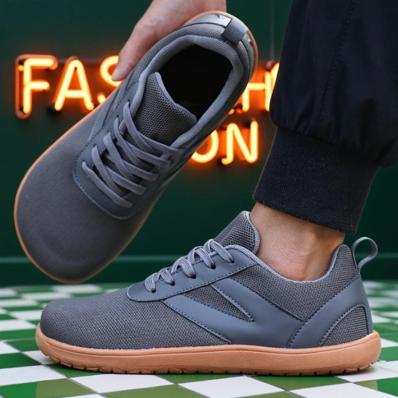 DQTBE Unisex Wide Toe Barefoot Sneakers | Breathable Mesh Flats Barefoot Sneakers Axl Gray 46