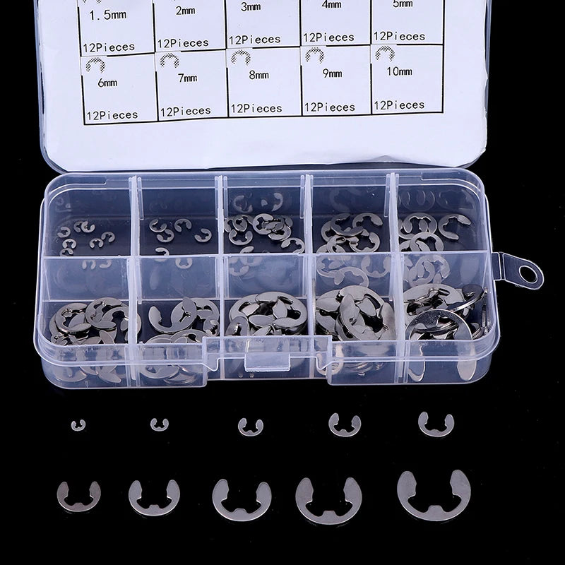120Pc Stainless Steel E-Clip Retaining Circlip Kit M1.5–M10 Retaining Circlip Kit Axl