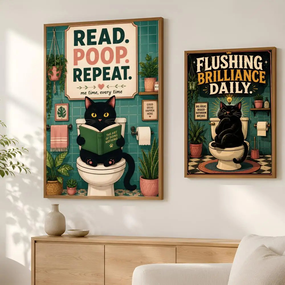 Funny Cat Slogan Self-Stick PVC Wall Art Poster – Waterproof Wall Art Poster Axl