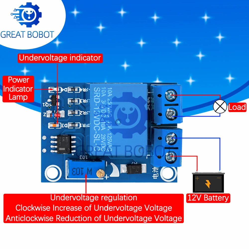 DC 12V Battery Protection Module – Undervoltage Cut-Off & Auto Recovery Battery Protection Module Axl Default Title