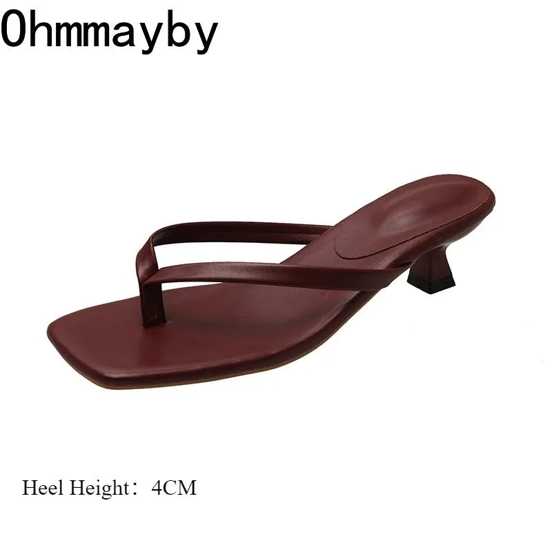 Women's Clip Toe Mule Slides – Low Square Heel Summer Slippers Mule Slide Sandals Axl