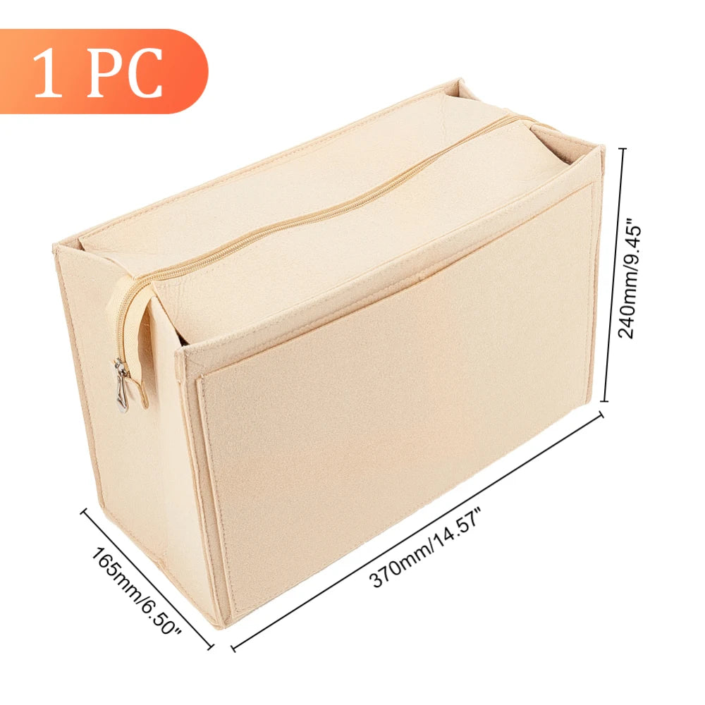 Felt Zipper Handbag Organizer Insert – Multi-Pocket Tote Liner Handbag Organizer Insert Axl AECH04-00997