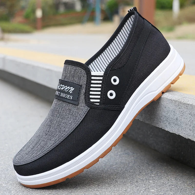 Men's Canvas Slip-On Loafers – Lightweight Color Block Casual Shoe Canvas Slip-On Loafers Axl