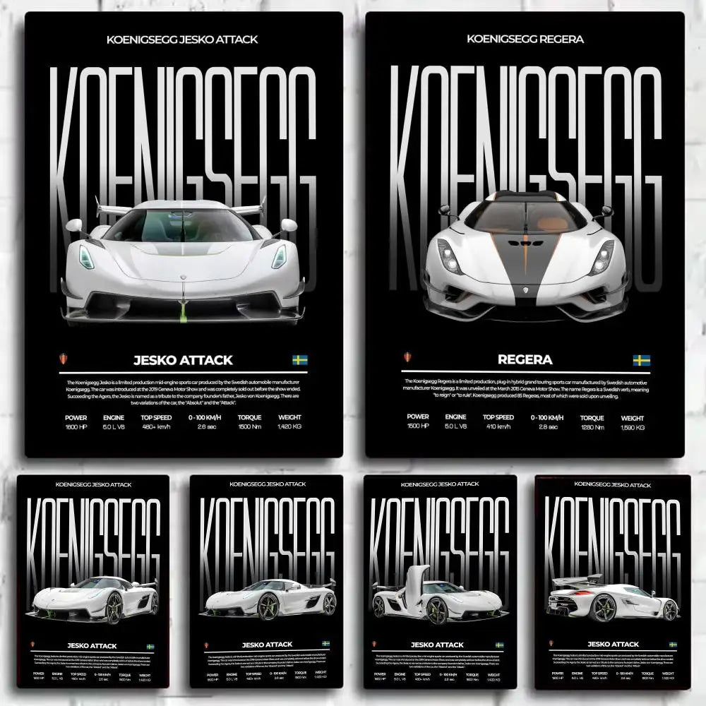 Koenigsegg Supercar Poster – Self-Adhesive Wall Art Sticker Wall Art Sticker Axl