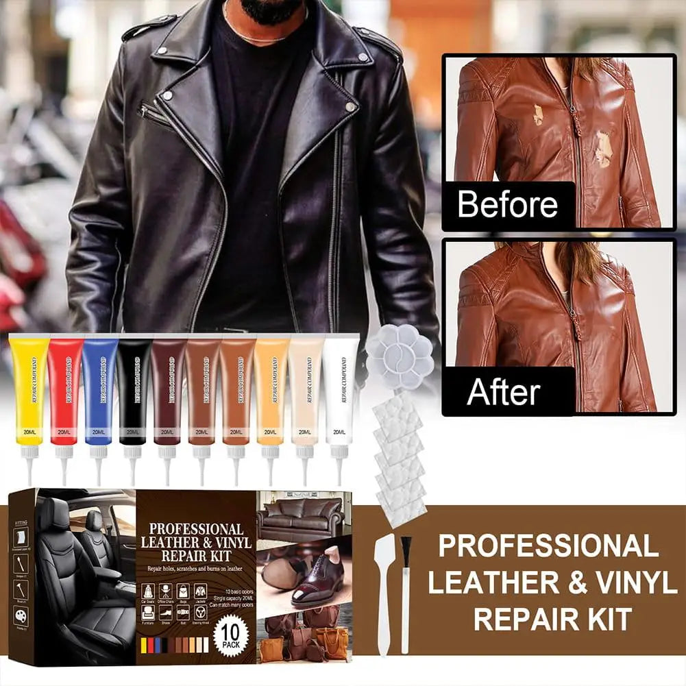 10-Color Leather Repair Kit – DIY Scratch & Scuff Restore Leather Repair Kit Axl
