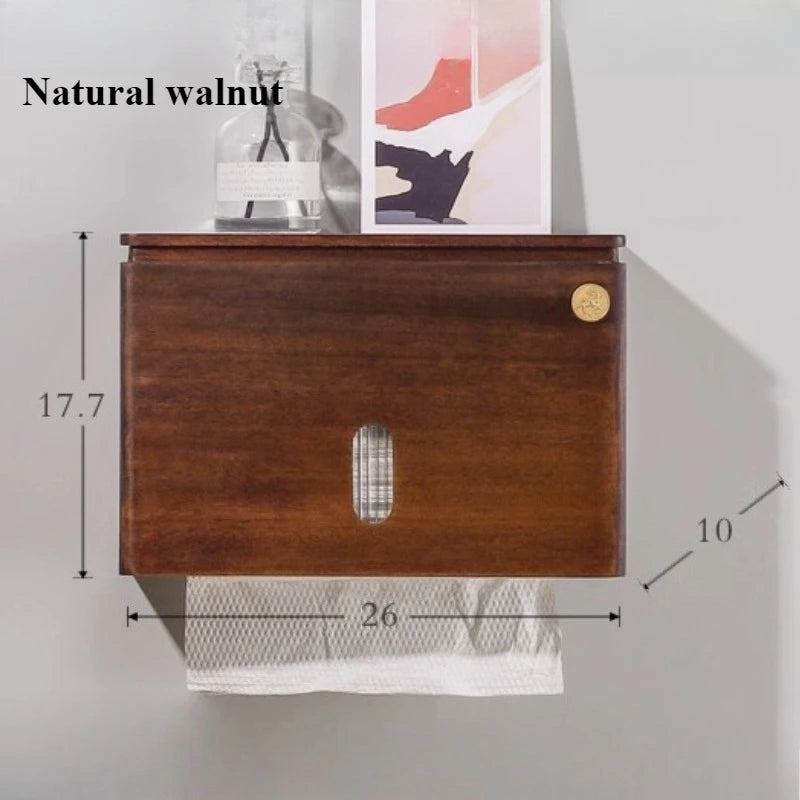 Solid Wood Wall-Mounted Tissue Box – Retro Napkin Holder Tissue Box Holder Axl Walnut