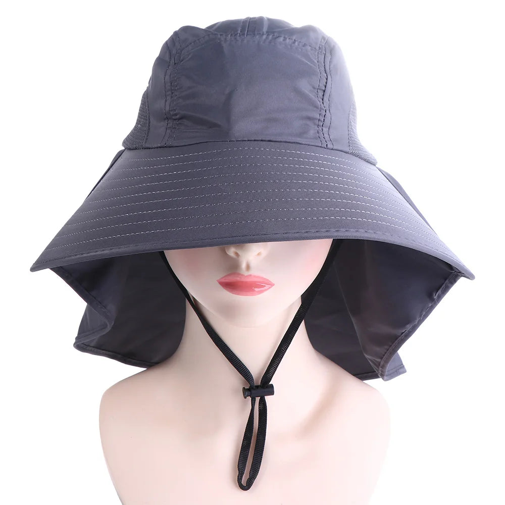 Wide Brim Bucket Hat with Neck Flap – UPF 50+ Sun Hat Sun Bucket Hat Axl Dark Grey