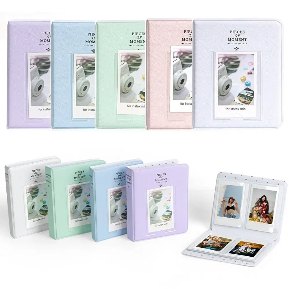 64-Pocket Instax Mini Photo Album – PU Leather 3" Picture Book Instant Photo Album Axl
