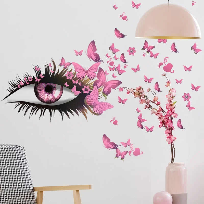 Girl Eyes & Butterfly Wall Decals – Bedroom Wall Stickers Wall Decal Sticker Axl