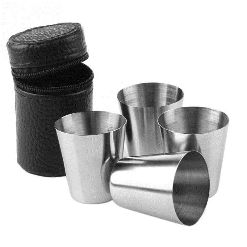 8-Piece Stainless Steel Shot Glasses Set with Storage Bag Shot Glass Set Axl