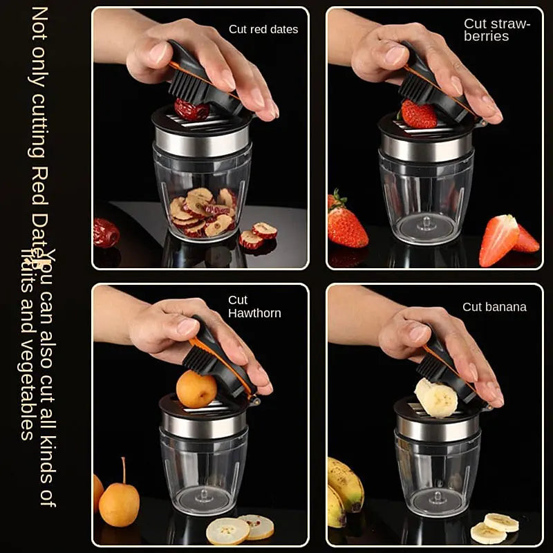 Stainless Steel Fruit Slicer Cup – Strawberry, Banana & More Fruit Slicer Cup Axl