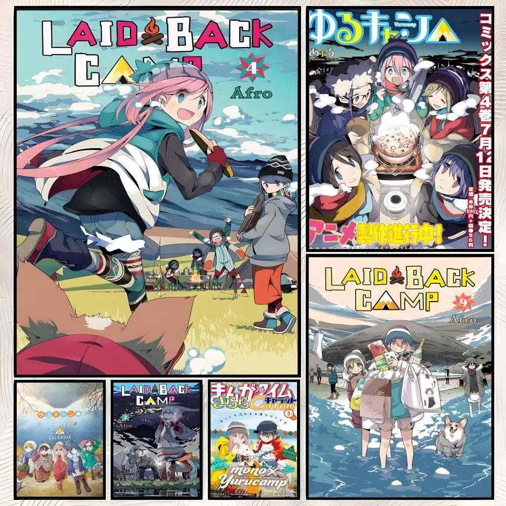 Laid-Back Camp Anime Poster – HD Self-Stick PVC Wall Art Anime Wall Poster Axl