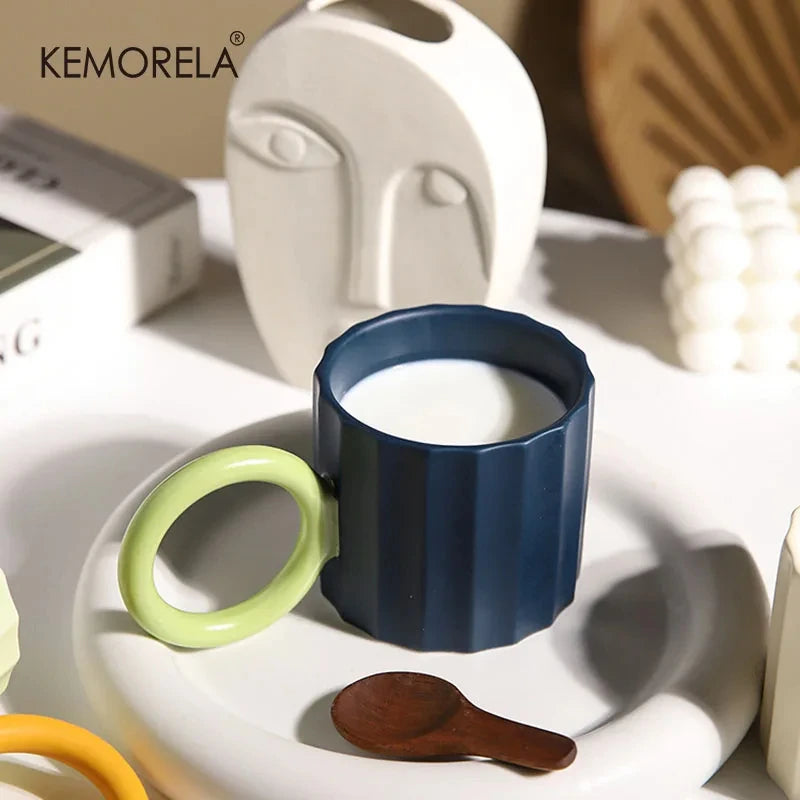 KEMORELA Nordic Ceramic Coffee Mug – Microwave Safe Gift Ceramic Coffee Mug Axl