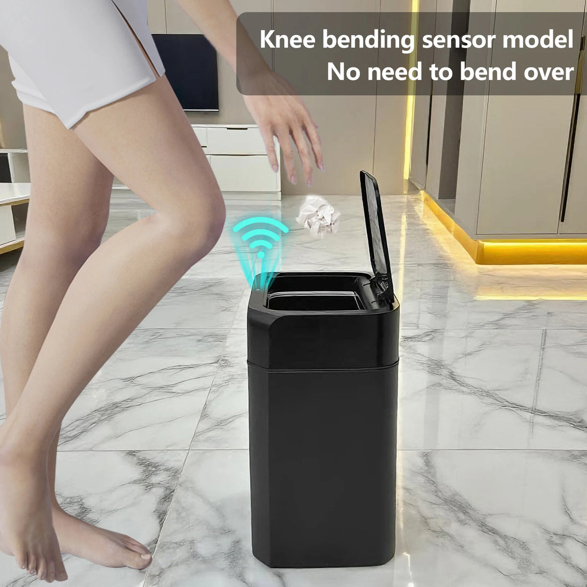 ONEKA Slim Motion Sensor Trash Can – Auto Lid, Black Motion Sensor Trash Can Axl