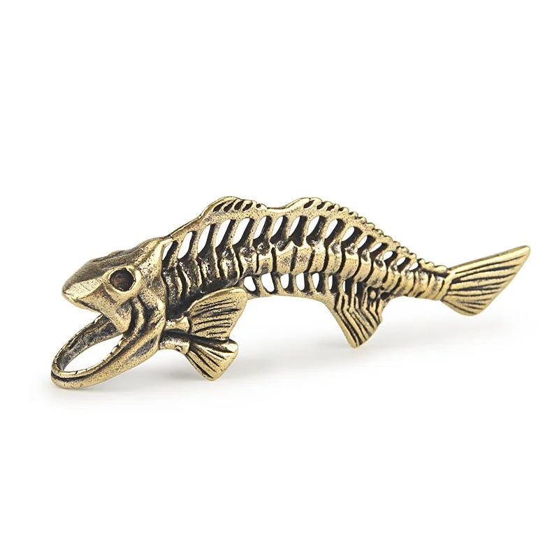 Vintage Brass Fish Bone Paracord Keychain Pendant | DIY Key Ring Paracord Keychain Pendant Axl A