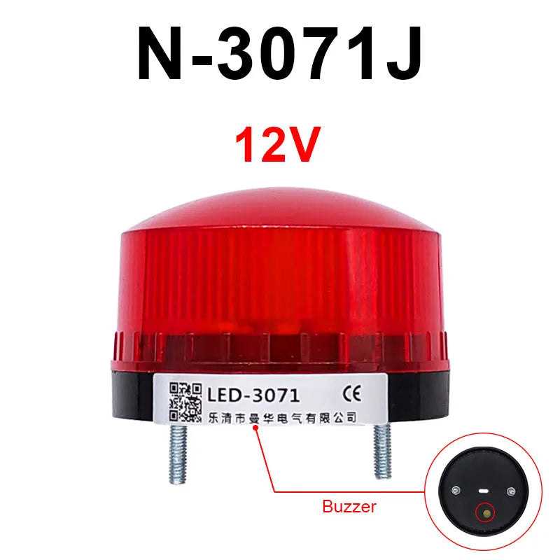 LED Strobe Warning Light with Buzzer | 12V 24V 220V IP44 Strobe Warning Light Axl Red-12V-Buzzer