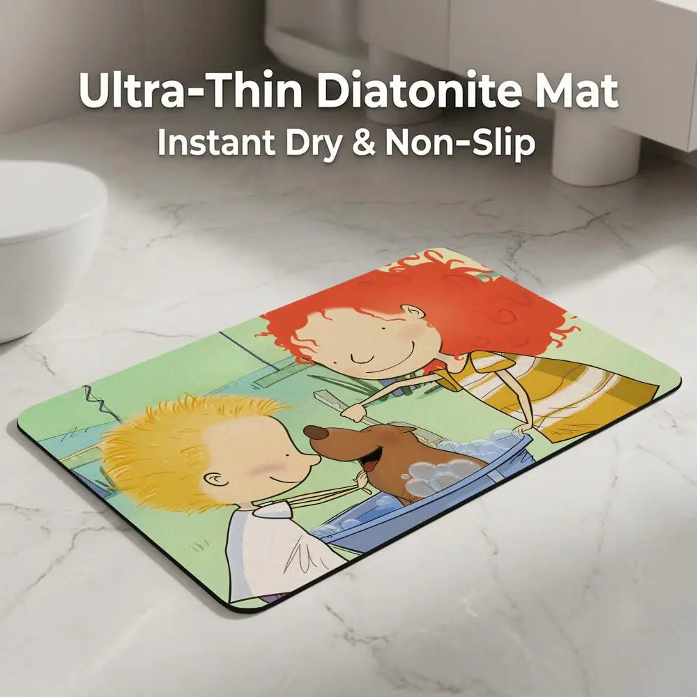 Cartoon Diatomite Bath Mat – Quick Dry, Absorbent, Non-Slip Diatomite Bath Mat Axl