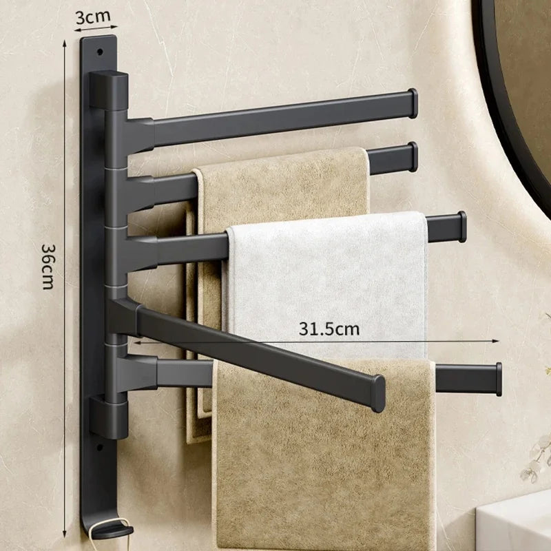 Wall Mounted Rotatable Towel Rack – Space Aluminum 2–5 Bars Towel Rack Axl